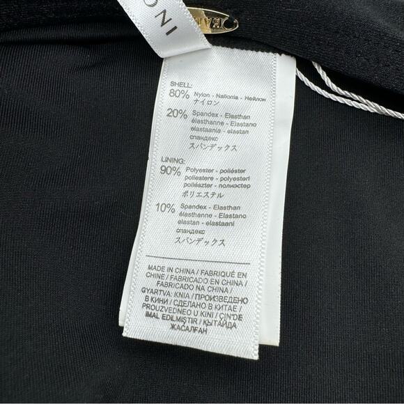 NWT KAMONI Blk Plunge Belted Cut Out Back Tie High Cut Cheeky One Pc. Swimsuit M - Picture 14 of 16